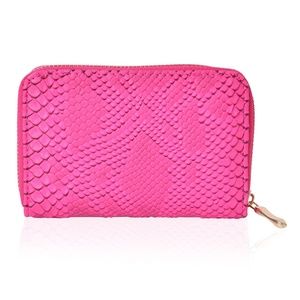 Hot Pink Snake Skin Embossed Faux Leather Wallet (